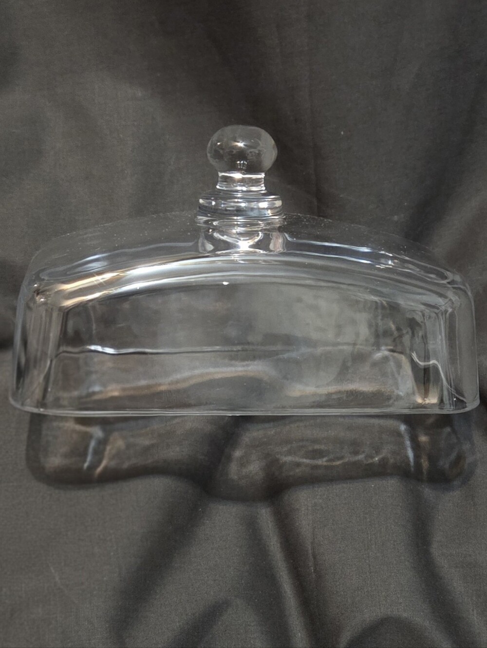 Clear Glass Vintage Butter Dish Cover Dome Lid with a Knob Handle 6.25x4x3.5"